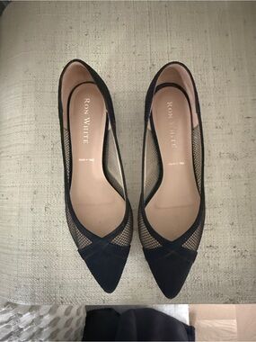 Ron White Black Mesh Pointed Flats